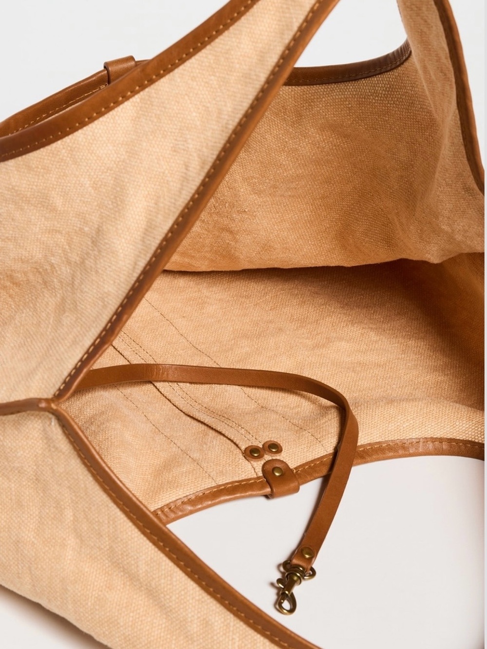 Jerome Dreyfuss Beige Canvas Tote with Brown Trim - Picture 3 of 6